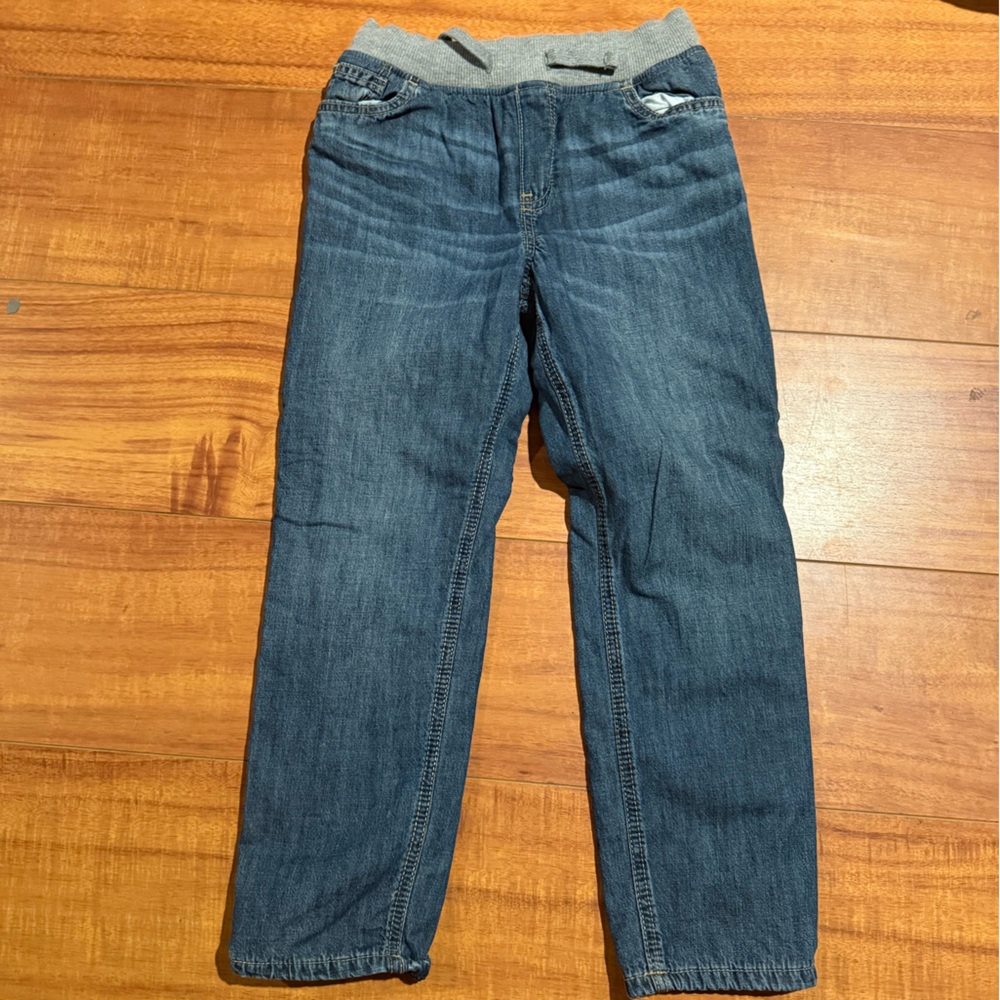 OshKosh B'gosh Blue Kids Jeans with Gray Waistband and Fleece Liner